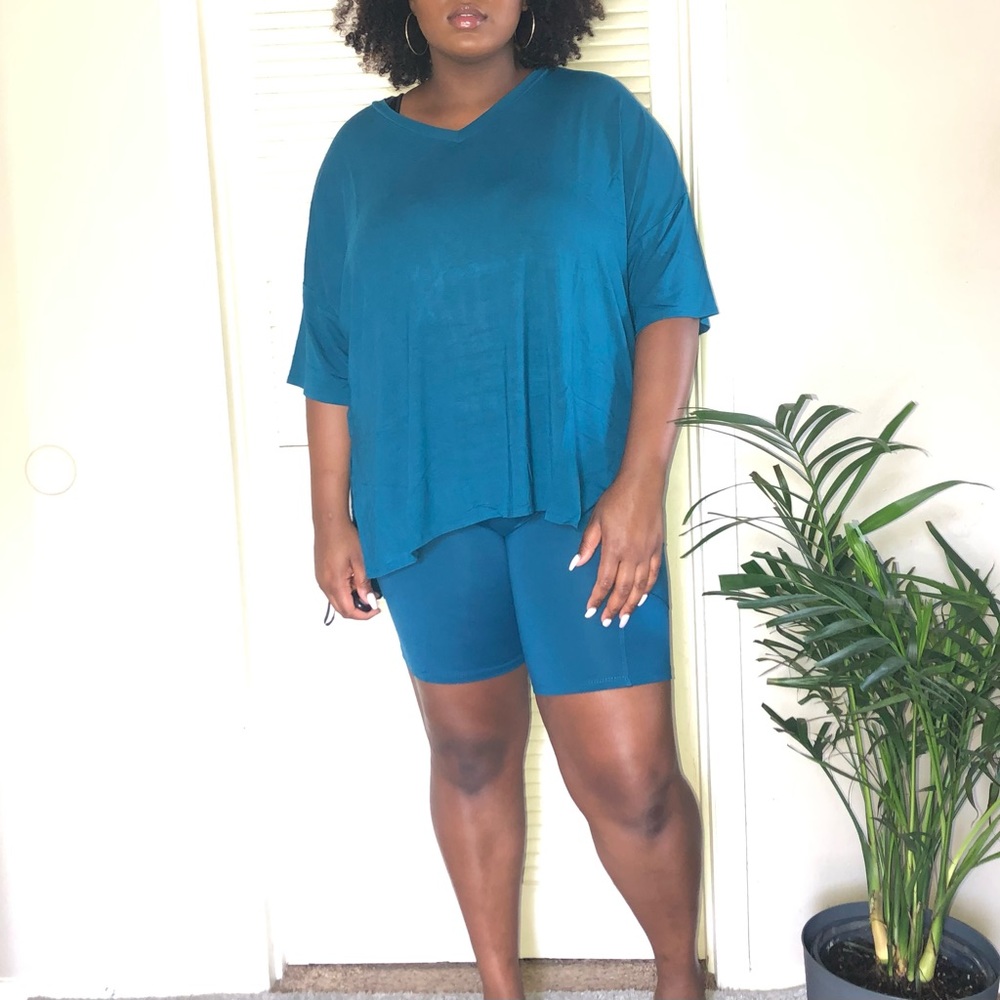 Biker short set teal MED